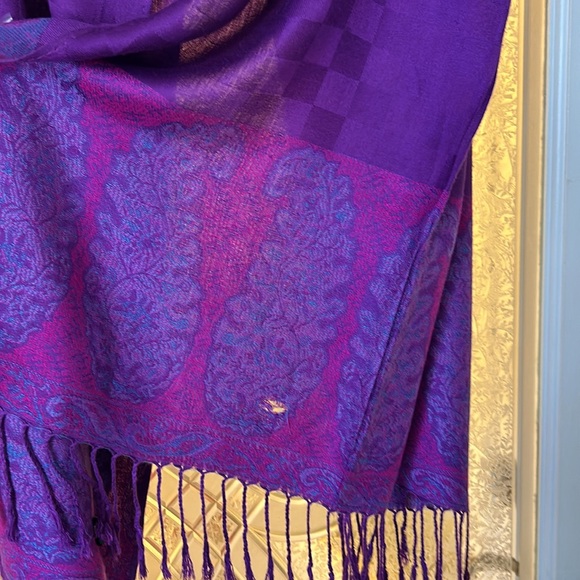 Vintage 💯 Cashmere Pashmina-6ft Long 13" Wide - Picture 5 of 9